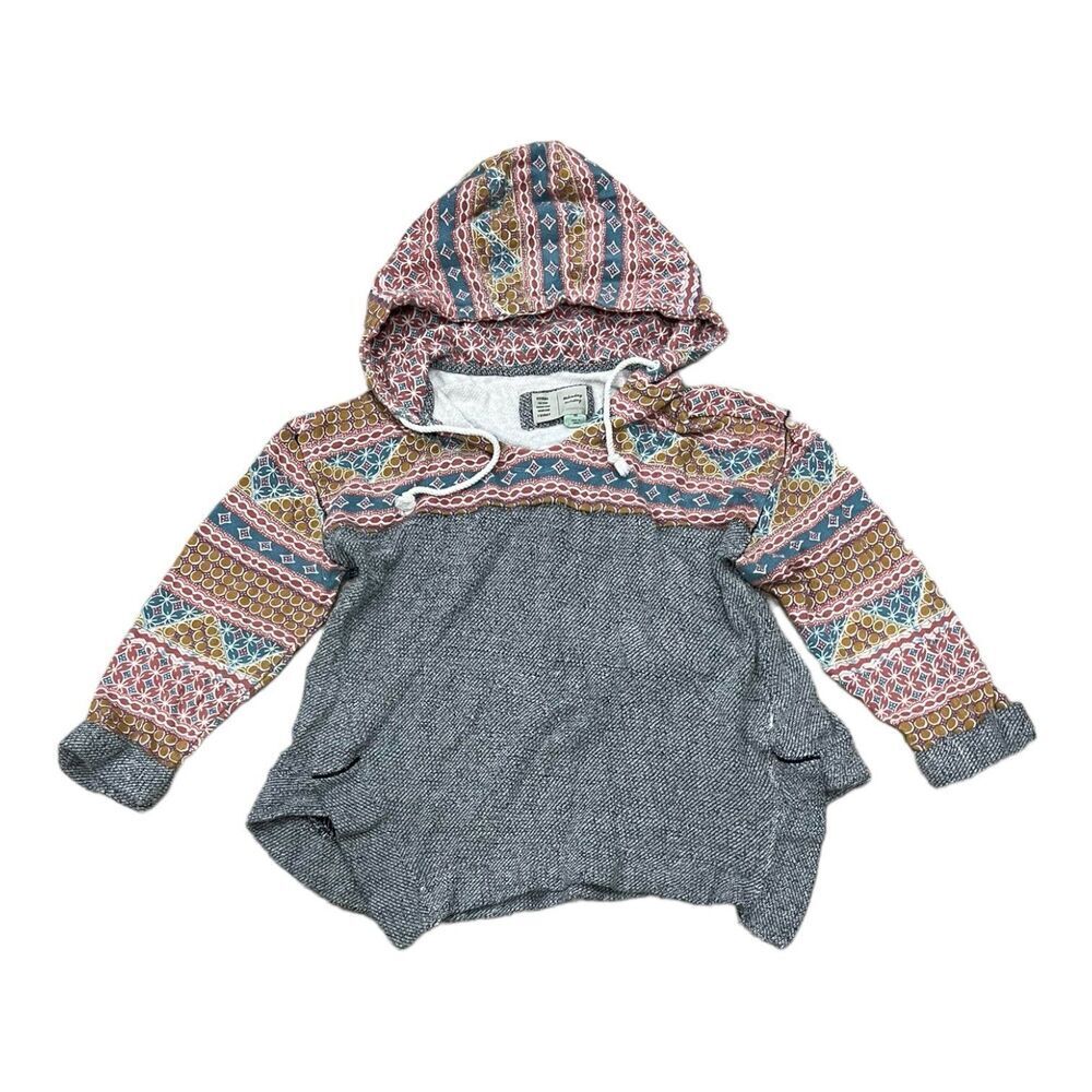 Saturday Sunday Gray Boho Print Hoodie Sweater XS